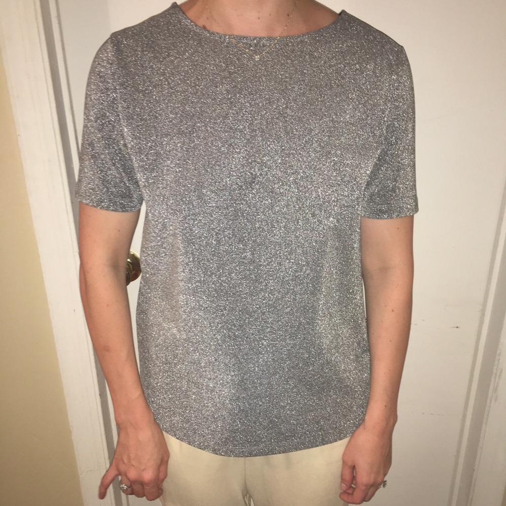 ASOS metallic silver oversized boxy short sleeve